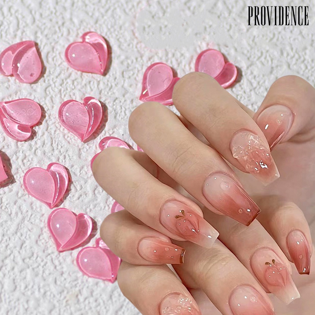 20pcs / Pak Charms Kuku Bentuk Hati Batu Kristal Imitasi Multifungsi Bahan Resin Untuk Dekorasi Wanita