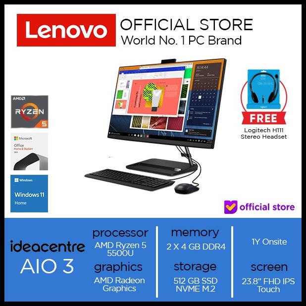 Lenovo Ideacentre Aio 3 24Alc6 Ryzen 5 5500U 8Gb 512Ssd Win Ohs Touch