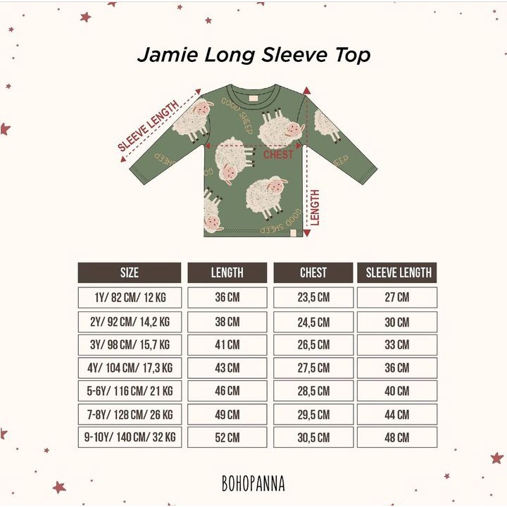 Bohopanna Jamie Long Sleeve Top // Atasan Anak Unisex Lengan Panjang