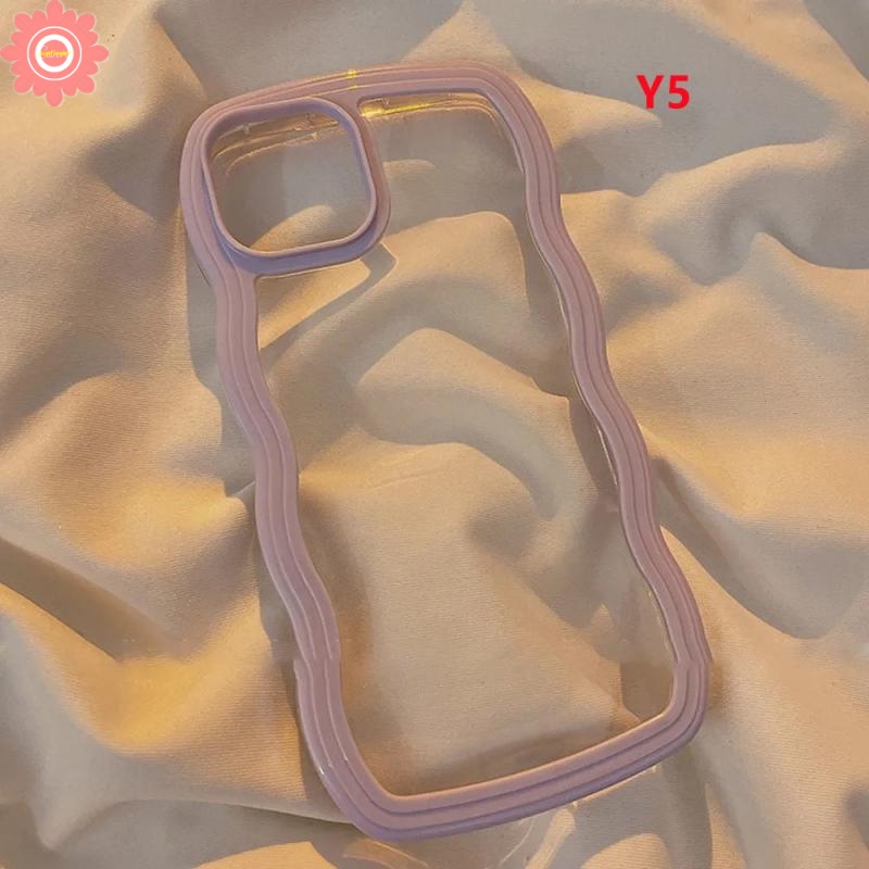 Case Realme 10 C35 C21Y C25s C12 C15 C11 2021 9i C25Y C20 C20A C3 C11 6i 5i 5 5s C1 Transparan Simple Macaron Warna Permen Wavy Edge Bening Soft Case