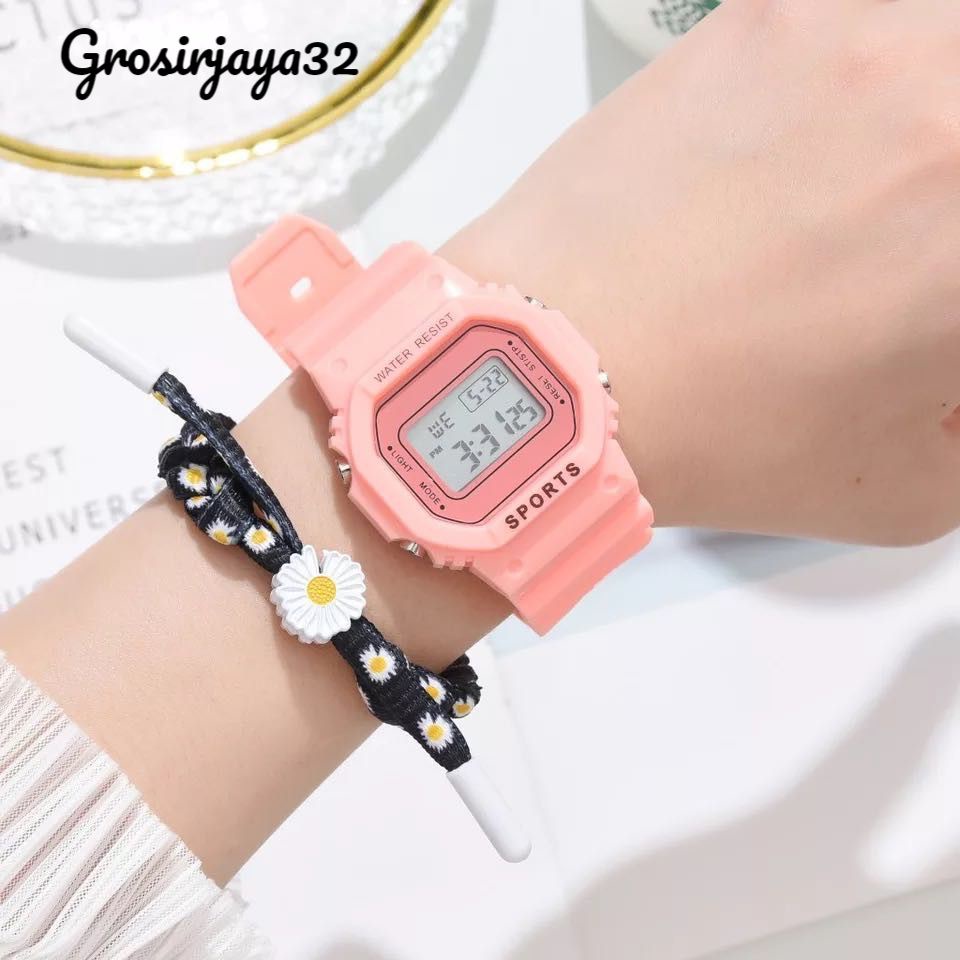 (GROSIRJAYA32) Jam Tangan Digital Bunga Daisy Kecil Anti Air Untuk Wanita / Jam Tangan Motif Bunga