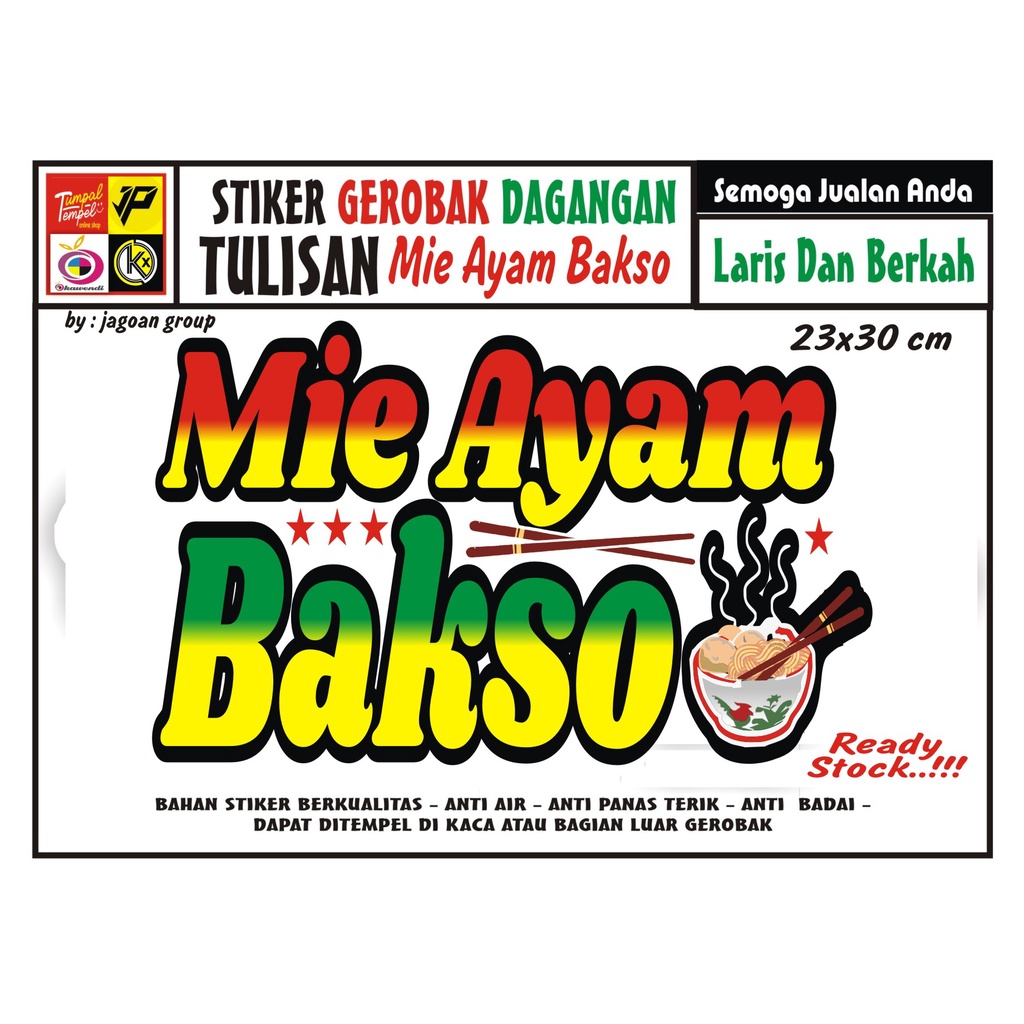 Jual STIKER KACA GEROBAK TULISAN MIE AYAM BAKSO | Shopee Indonesia