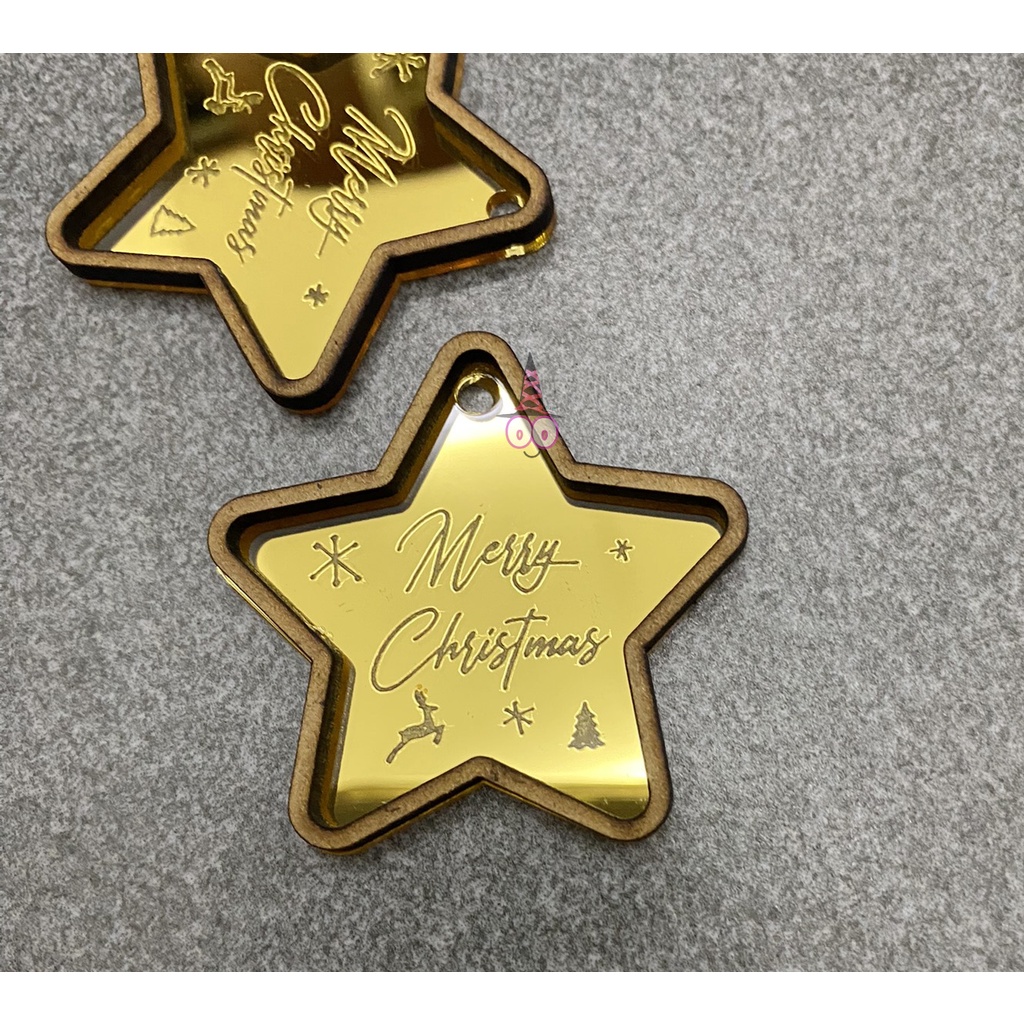 READY Tag Hampers Natal | Mini Cake Topper | Christmas Hampers | Dekorasi Natal | Kado Natal | Ucapan Natal WOOD KAYU ARKILIK | Hiasan Kayu Natal | Label Natal | Tag Natal | Tag Christmas