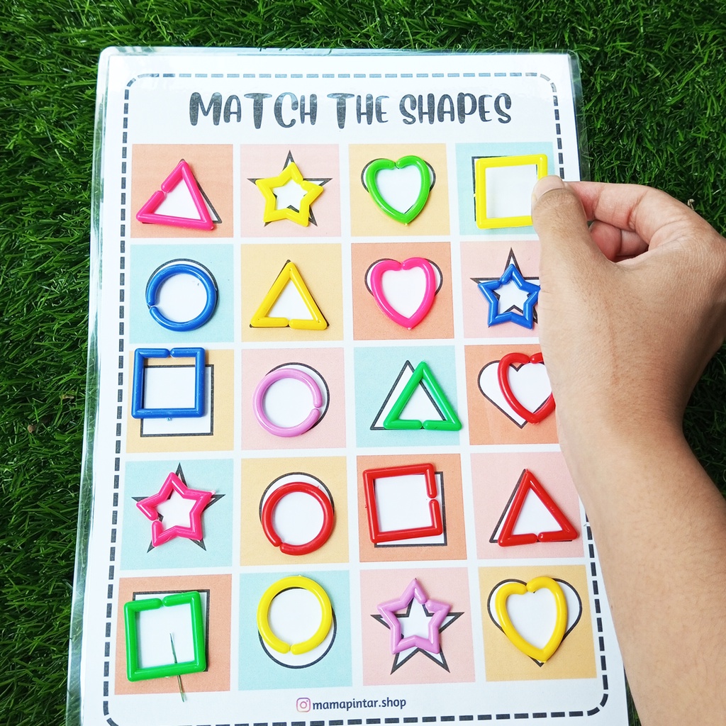 Busy Page Worksheet Match Shapes Mainan Edukasi Montessori Anak 1 2 Tahun
