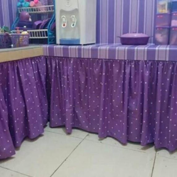 New Sale Gorden kolong meja dapur motif polka ungu
