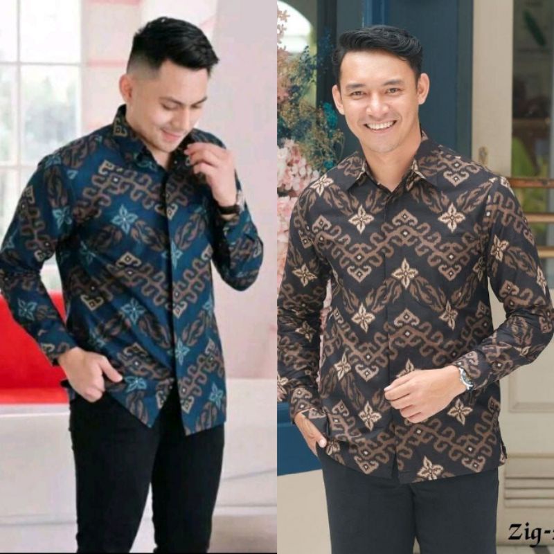 Kemeja Batik Pria Lengan Panjang Size M L XL XXL Baju Batik Kantor