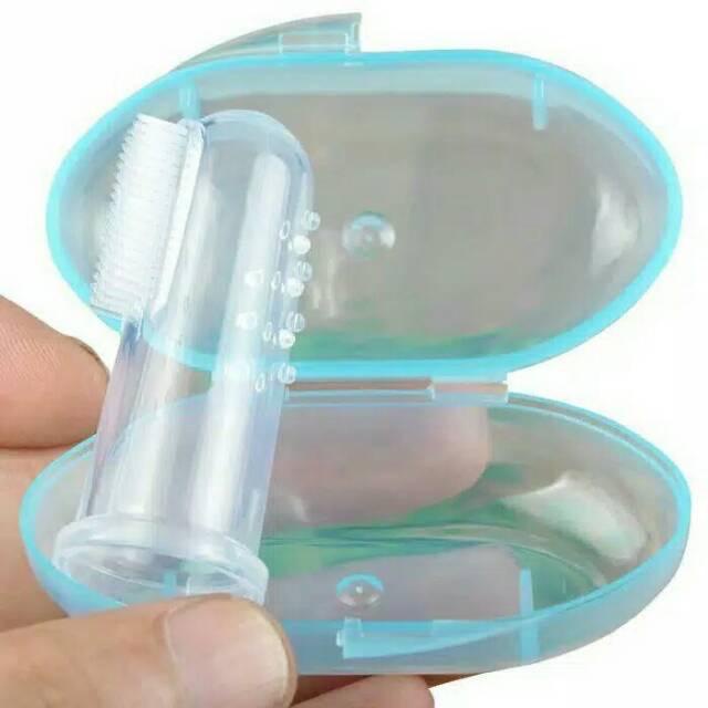 Sikat Gigi Bayi New Born Silicone Elastis Ada tempat / Sikat Gusi bayi dengan tempat