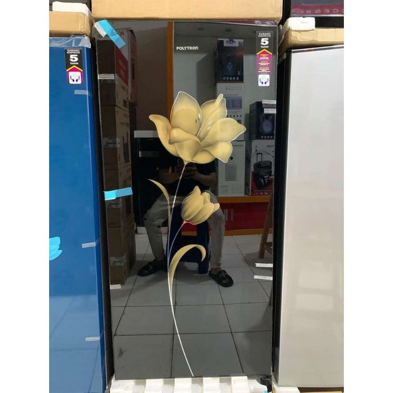 KULKAS POLYTRON I PINTU PRA 17 MNX  HITAM GOLD GARANSI RESMI KHUSUS
