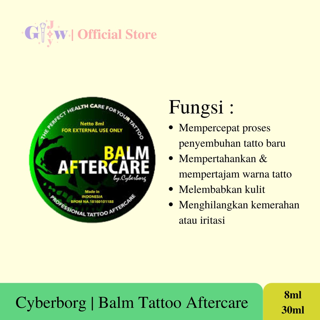 CYBERBORG (8ml) balm tattoo aftercare tato bpom murah termurah sulam alis grosir laki cowo cewe perempuan artist original asli full size mini travel salep tatto cyber borg pelembab warna mempertahankan efektif aman permanent permanen temporary temporari