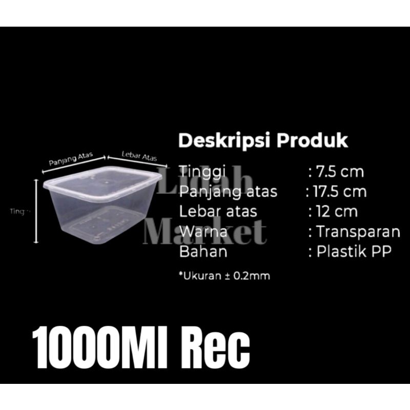 Thinwall Kotak 1000ML (25) Victory Persegi Panjang Plastik Rec Rectangel Wadah Makanan Tempat Makan Salad Buah Food Container Food Grade