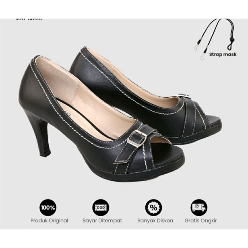 Sepatu Higheel MK-038 Black Hak Tinggi Heels Sepatu Wanita Dewasa Formal Size 36-40 Sepatu Pesta Black