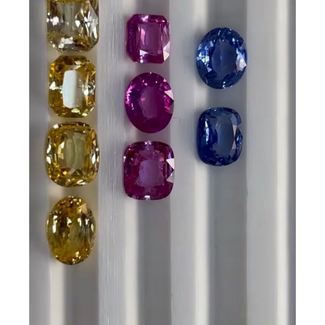 jual borong natural [PINK BLUE YELLOW SAPPHIRE HEAT ONLY 14.92CT] safir top kristal HQ untuk emban cincin ring emas perak