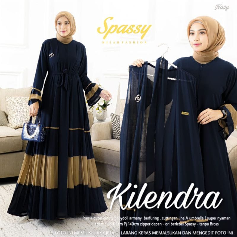 Kilendra Set Busana Muslim Wanita Terbaru Gamis Outer Set Baju Kondangan Wanita Kekinian Setelan Wanita Jumbo Ceruty Babydoll