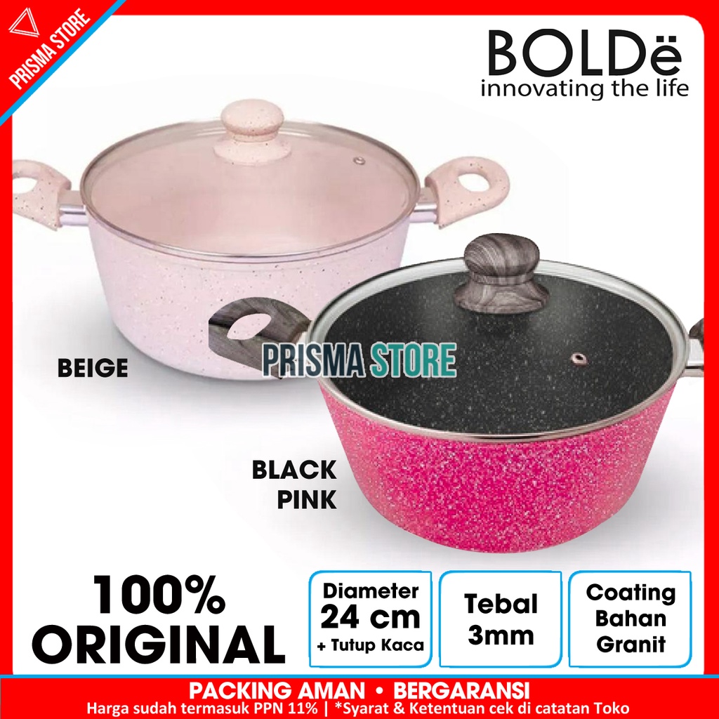 Jual Bolde Super Pan Panci Casserole 24 Cm Tutup Kaca Black Pink