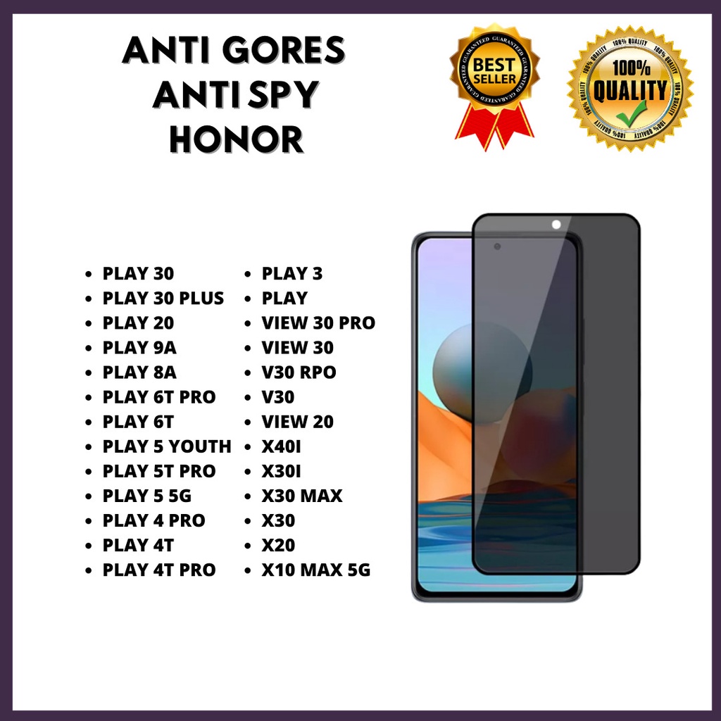 TG ANTI SPY - HONOR X10 5G-X9 5G-X8 5G-X8-X7-50 LITE-30S-30I-30 YOUTH-HONOR 30-20 LITE-20I-20E-10X LITE-10 LITE-9X PRO-9X-9A-9C-8S 2020-8A PRIME-8A 2020-8A PRO-8C-8X MAX