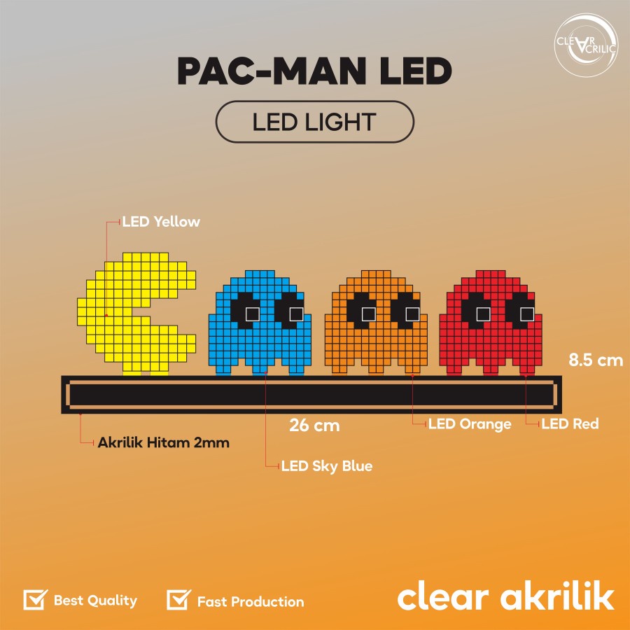 Pacman Ghost Lampu LED / Pacman Light / Lampu tidur /