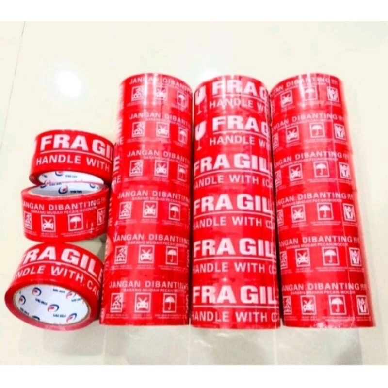 

LAKBAN FRAGILE MERAH 2" (48X50YARD) STAR TAPE ASLI MURAH