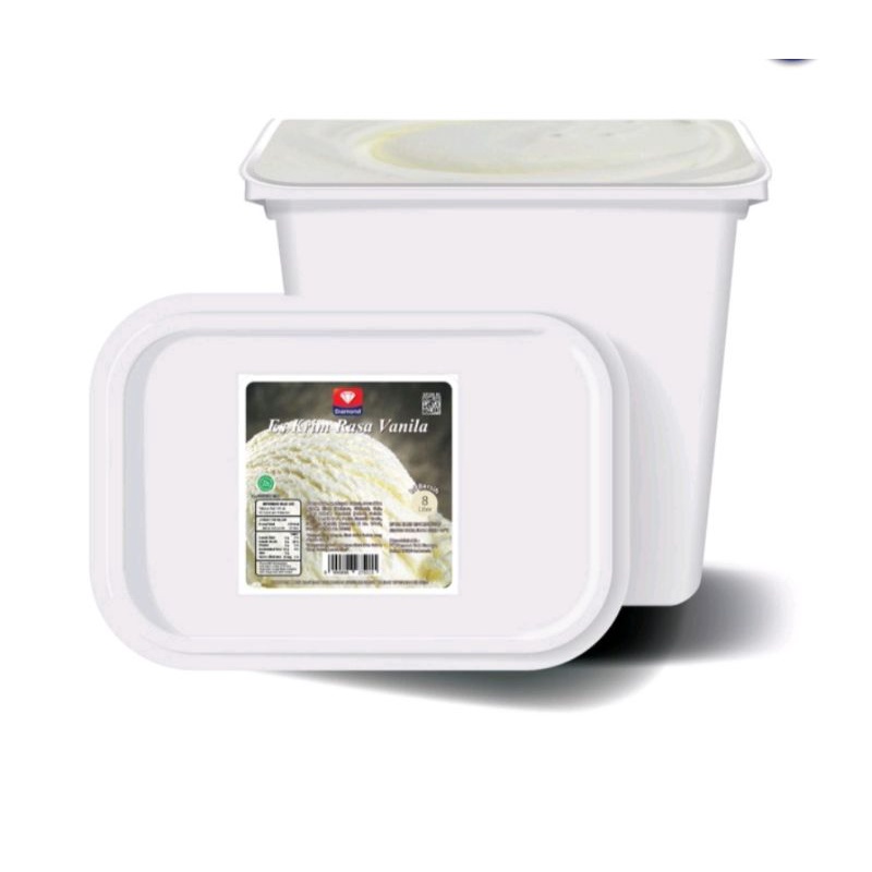 

ICE CREAM DIAMOND 1 RASA VANILLA, STRAWBERRY, COKLAT UKURAN 8 LITER