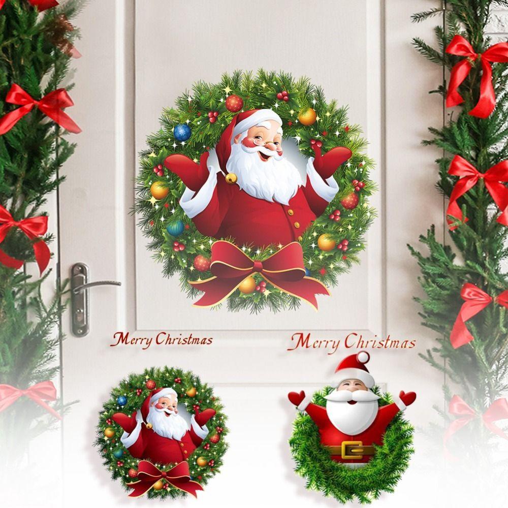 Top 2pcs/set Stiker Dinding Navidad Hadiah Tahun Baru Decor Merry Christmas