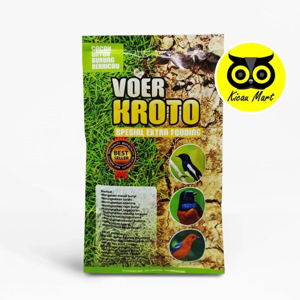 Voer Kroto Spesial Extra Fooding Voer Pur Halus Pakan Makanan Burung Kicau Tepung Kroto Kelabang Makanan Murai Kacer Anis Gacor Rajin Bunyi Stamina Power