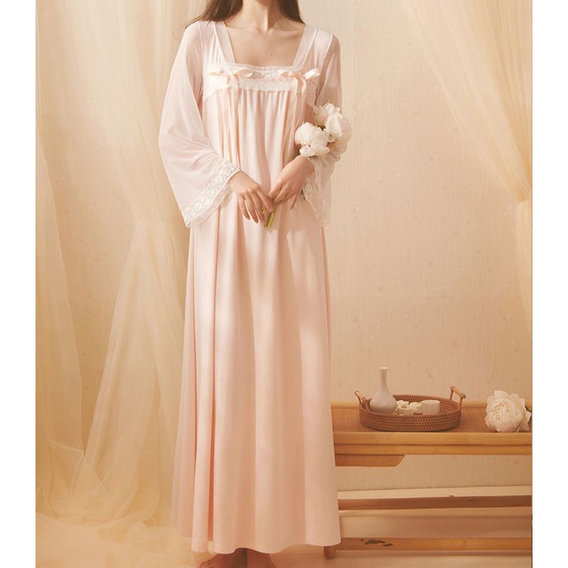 baju korea  Hanfu baju tidur wanita musim semi dan musim gugur bagian tipis sifon lengan panjang sif