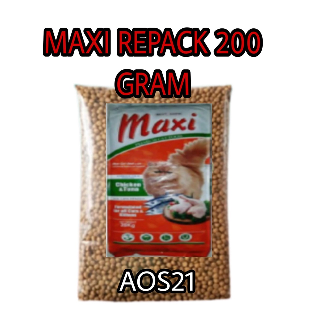 Pakan Makanan Kucing Adult dan Kitten Premium  MAXI 200 GRAM REPACK  AMAT DI SUKAI  PELIHARAAN KITA