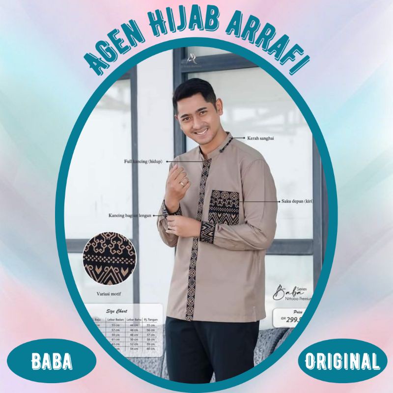 New Baju koko kurta kemeja atasan pria dewasa cogan lengan panjang baba series AR by Arya saloka ald