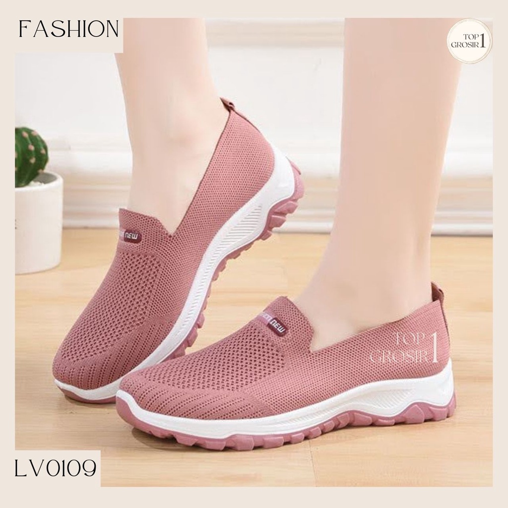 TOPGROSIR LV0109 Sepatu Slip On Wanita Import Sepatu Kerja /Sepatu Kerja Kanvas Lentur