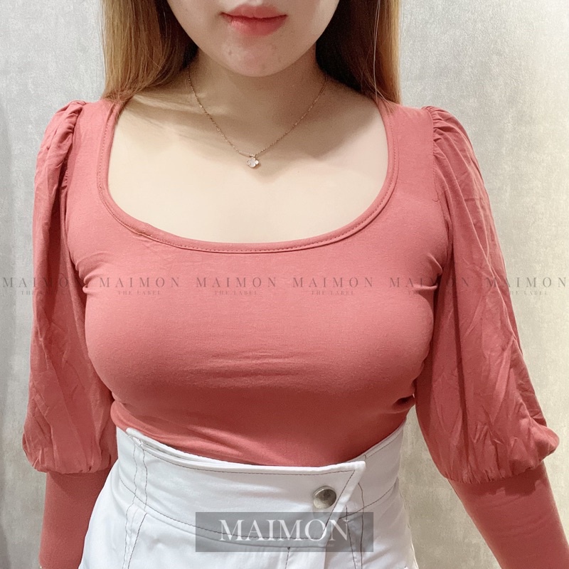 Hae Puff Long Sleeve Squareneck Blouse | Atasan Wanita Korean Fashion | Maimon Grosir