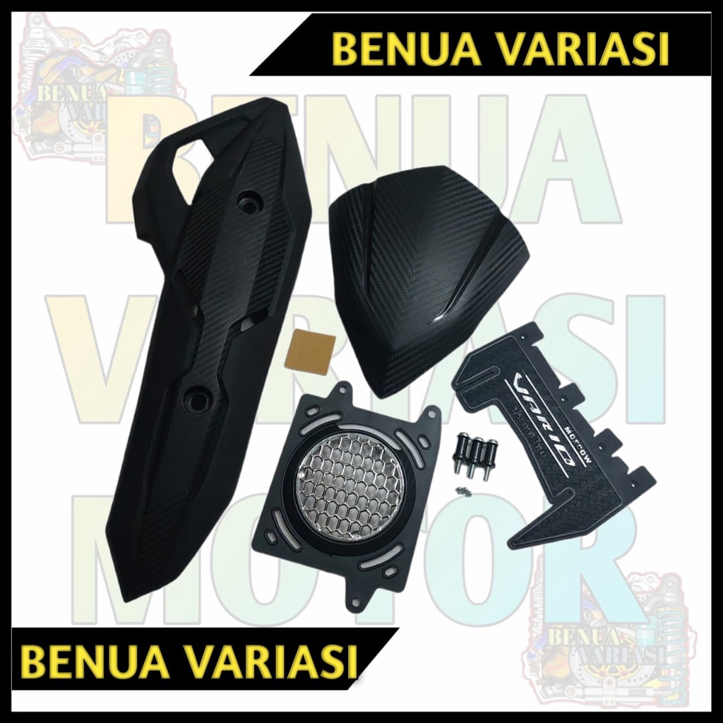 PAKETAN TAMENG TUTUP KNALPOT AIRBLADE VARIO+VISOR VARIO CARBON+COVER RADIATOR VARIO MODEL CARBON+MUD