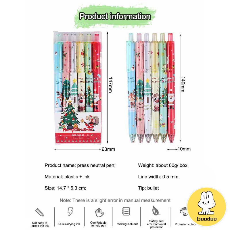 6Pcs/Set Pulpen Gel Mekanik 0.5mm / Ballpoint Mekanik / Enam pena netral kreativitas kartun lucu alat tulis sekolah dasar  -Doo