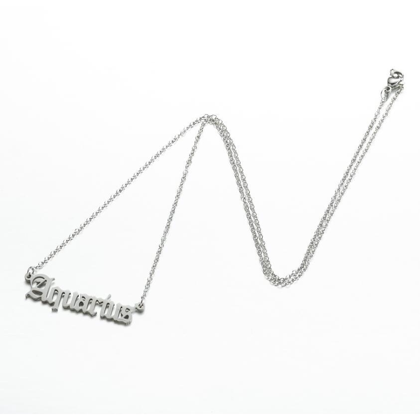 Kalung Rantai Tulang Selangka Bahan stainless steel Desain Zodiak Untuk Wanita