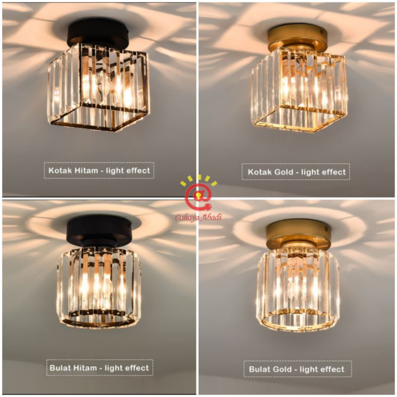Lampu Plafon Kristal Minimalis Gold Black / Lampu Hias Kristal Plafon / Lampu Teras / Lampu Kamar