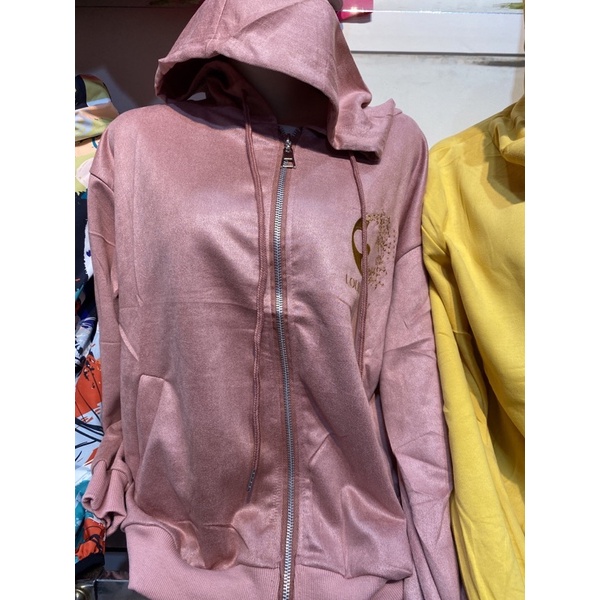 hoodie wanita bahan suede impor / jaket hoodie