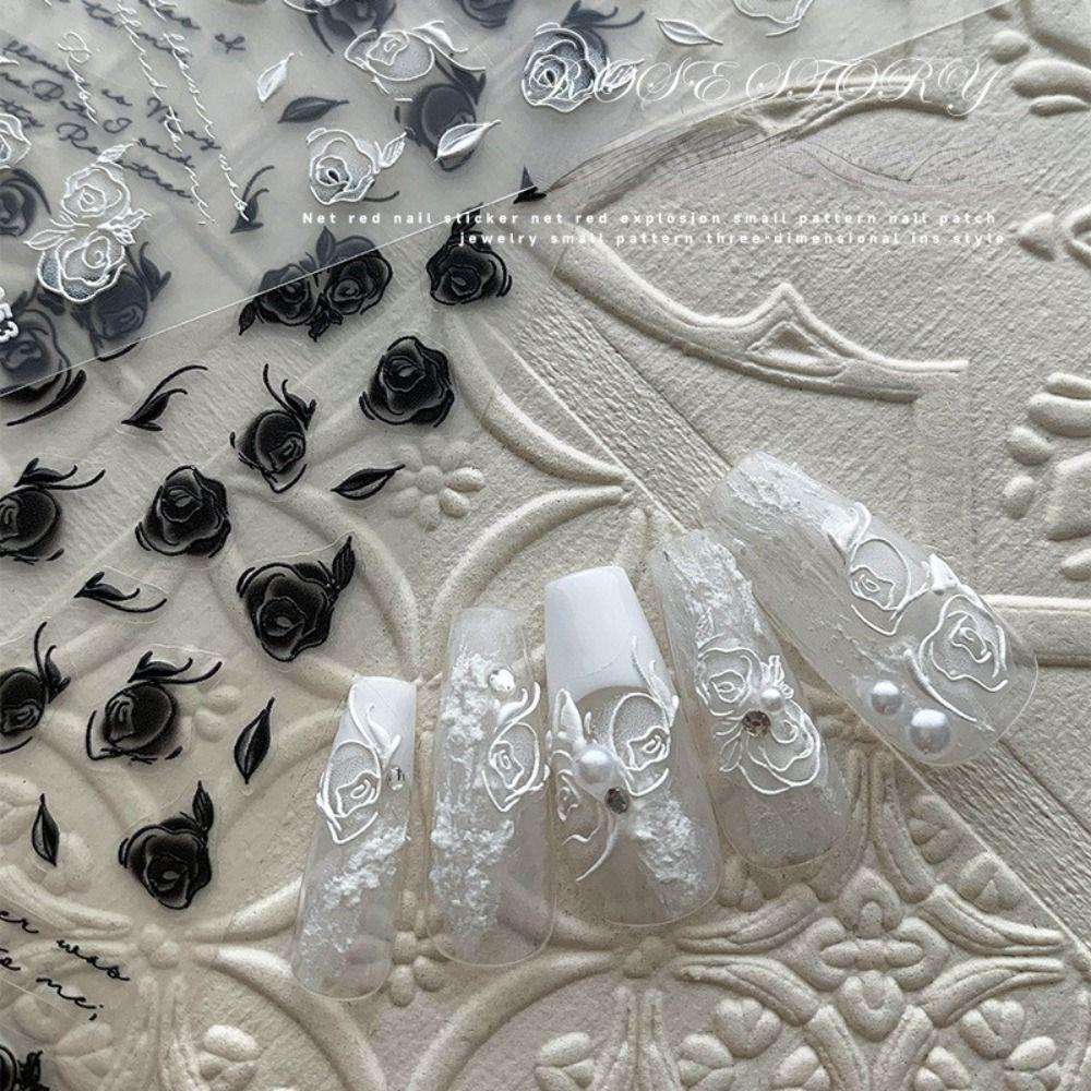 Mxbeauty Stiker Mawar Pereda Kuku Gaya Jepang Motif Flowral DIY Nail Salon Manicuring 5D Dekorasi Kuku