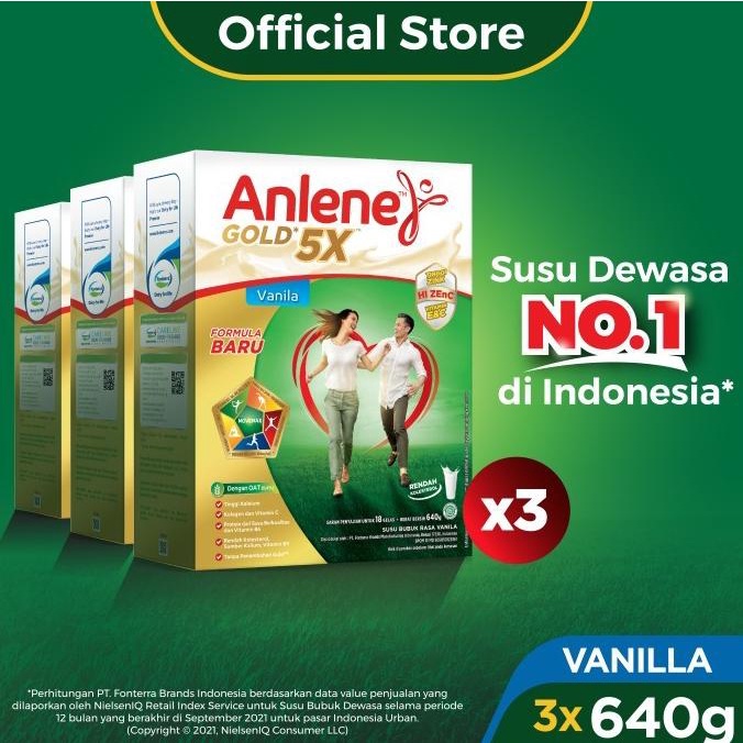 

[ COD ] Anlene Gold 5X Susu Bubuk Vanila 3x640g-Tulang, Sendi & Otot (PROMO)