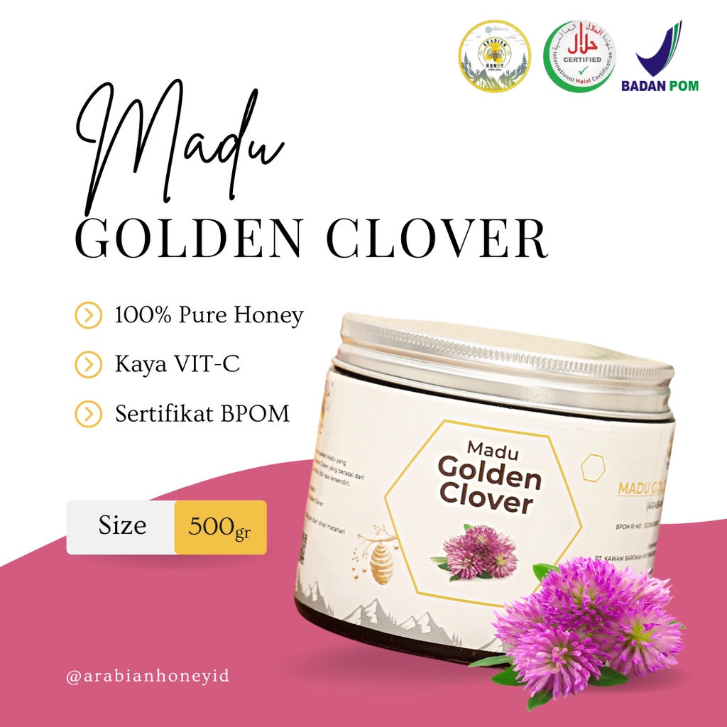 

Madu Golden Clover Honey Import 500gr - Untuk Kesehatan Kulit - 100% Madu Clover Asli