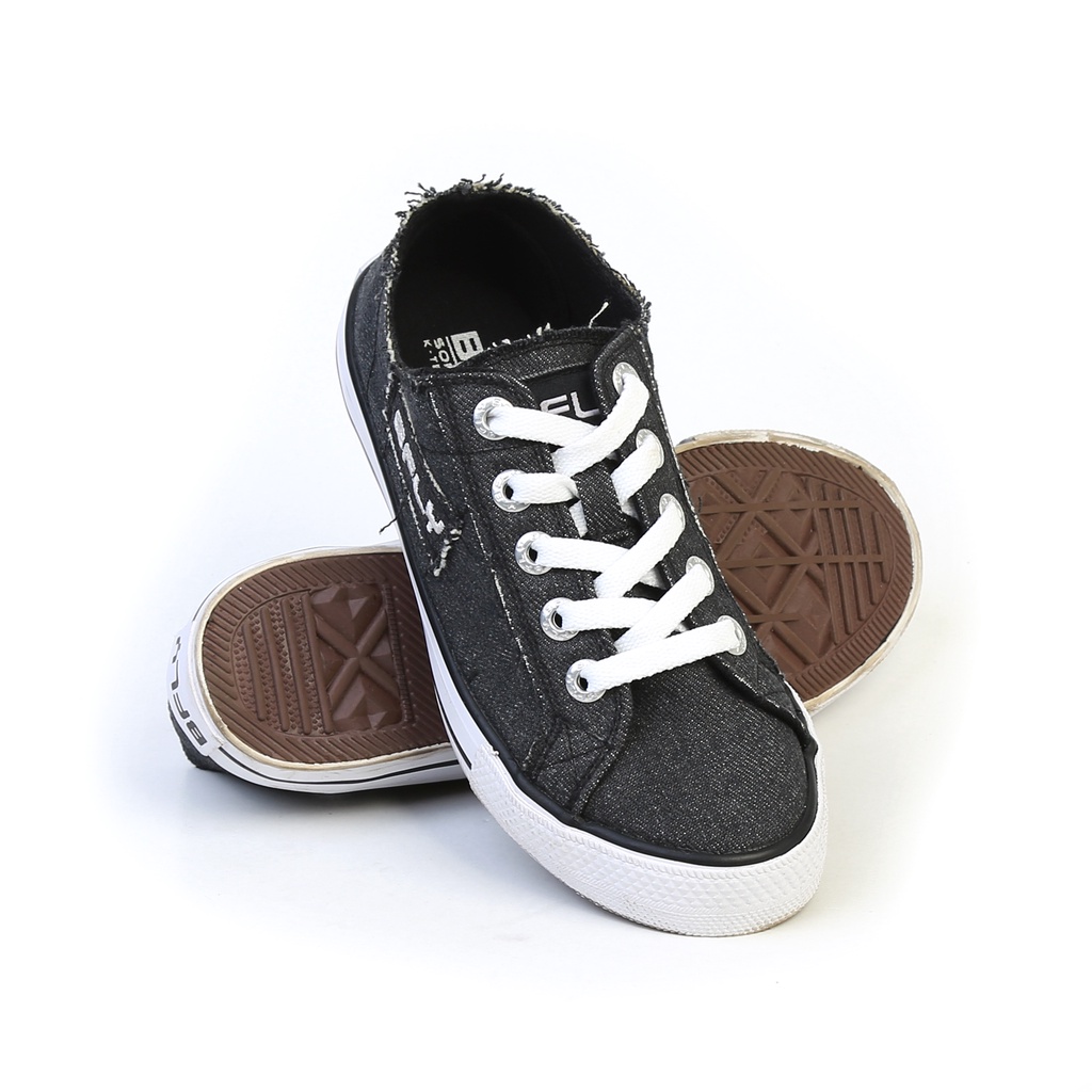 BFLY Sepatu Sneakers Low Wanita Casual Street Style Canvas DENIM 01 Black White