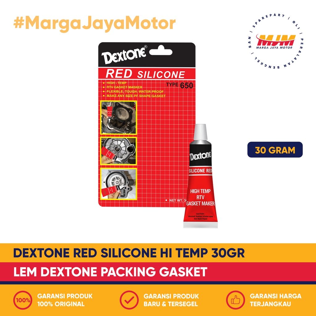 Dextone Red Silicone 30gr Lem Sealant Gasket Hi Temp Dextone