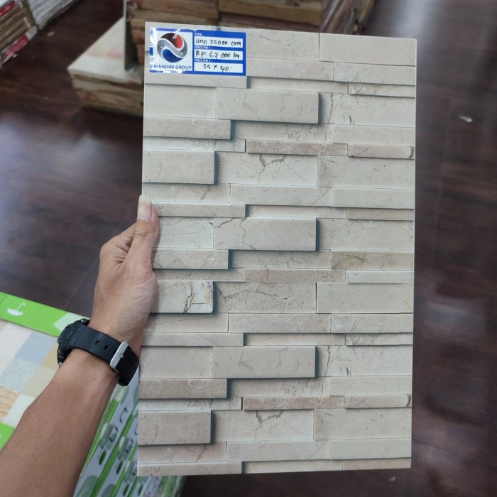 KERAMIK DINDING 25X40 25022 CREAM FANCY GLOSSY - UNO