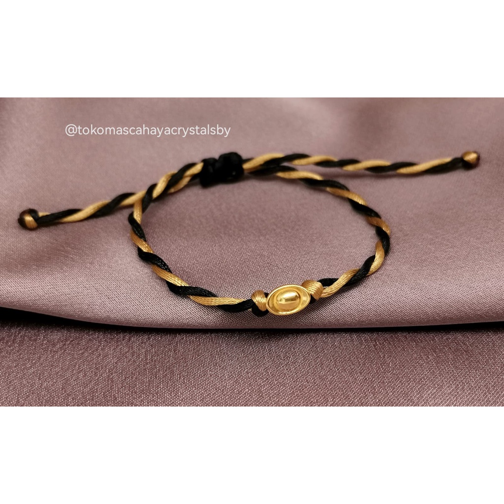 Charm Yuan Bao (Tael) Emas kadar 24k HK Hongkong 999.9% 9999 &amp; Gelang Serut (Plintir / Kepang)