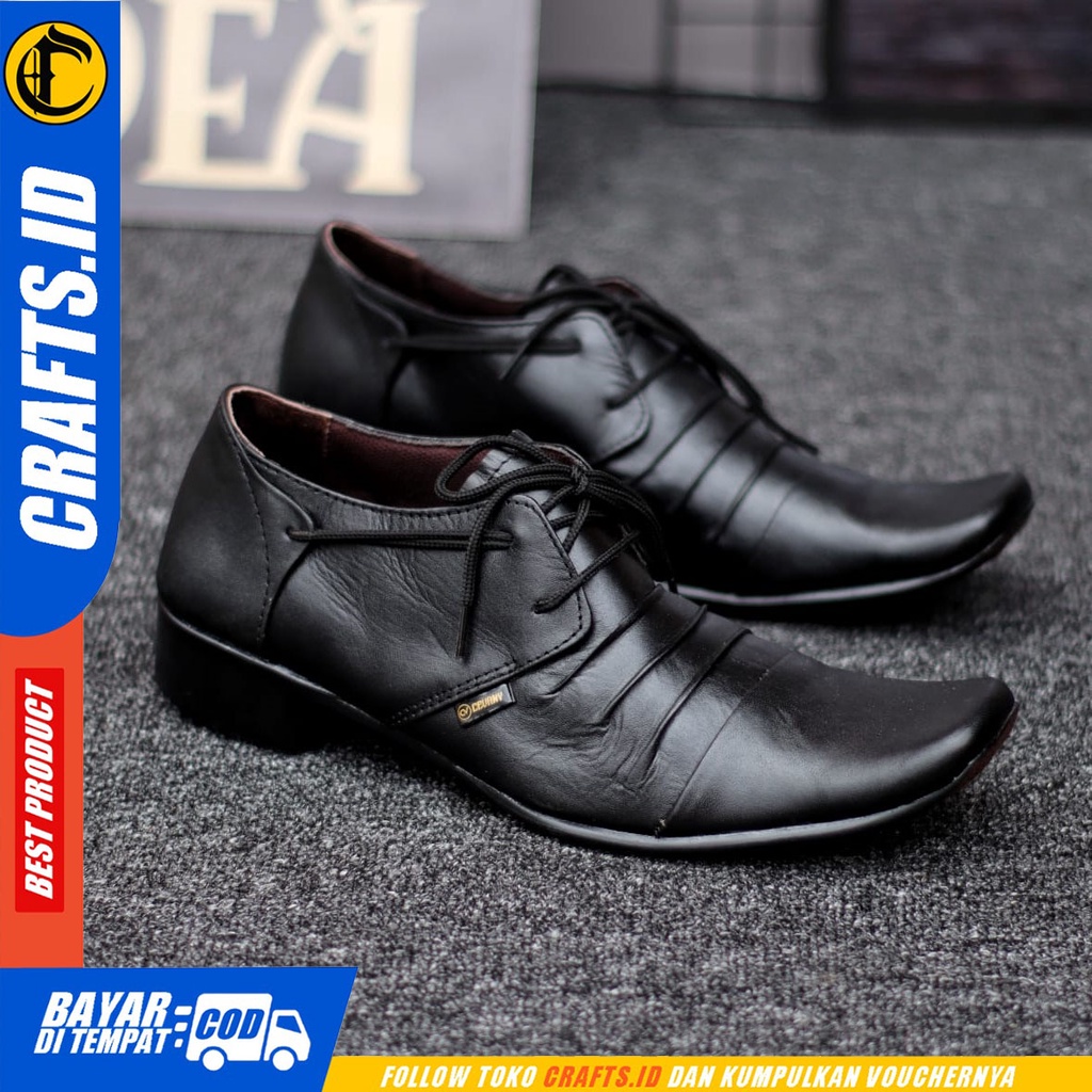 CRAFTS ropel - Sepatu Pantofel Formal Kulit Asli Kerja Pria