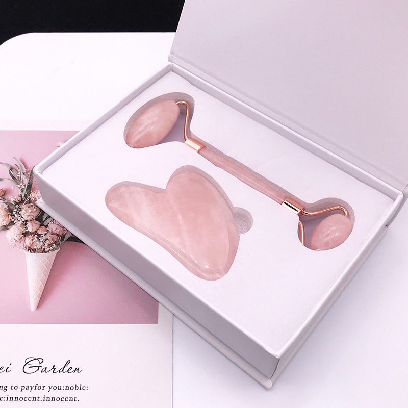2in1Jade Roller dan Guasha Facial Massage Roller / Batu Giok Alami Gua Sha Alat Pijat Muka Wajah