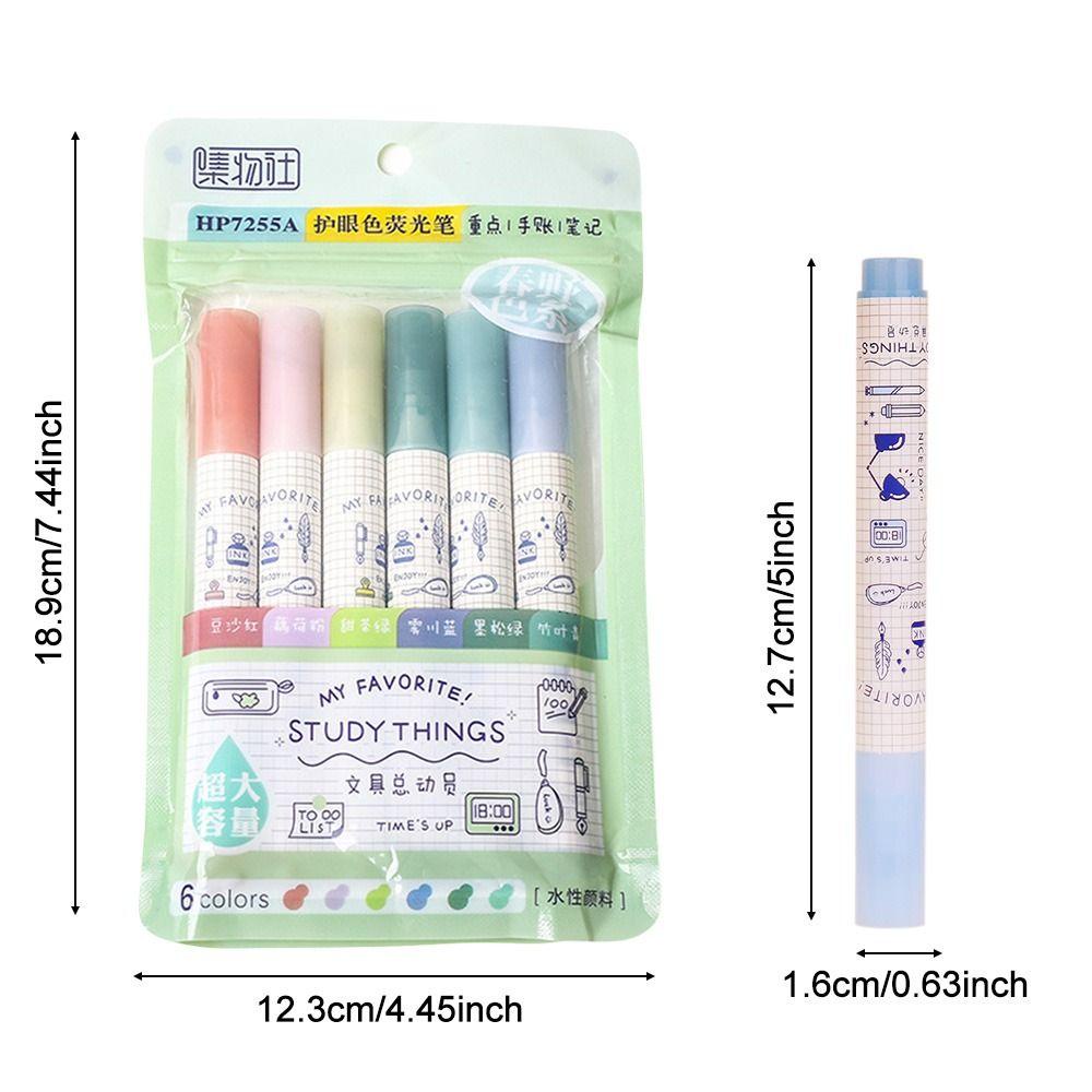 R-flower 6warna/Set Stabilo Pen Set Candy Color Drawing Graffiti Alat Menulis Color Pen