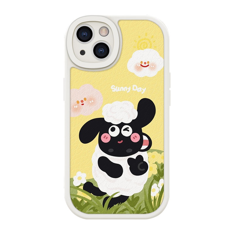 Case Pelindung Lensa Bulat Motif Domba Bahan Silikon Untuk iPhone 11 12 13 14 Pro Max X XS Max XR 7 8 14 Plus SE 2020 2022