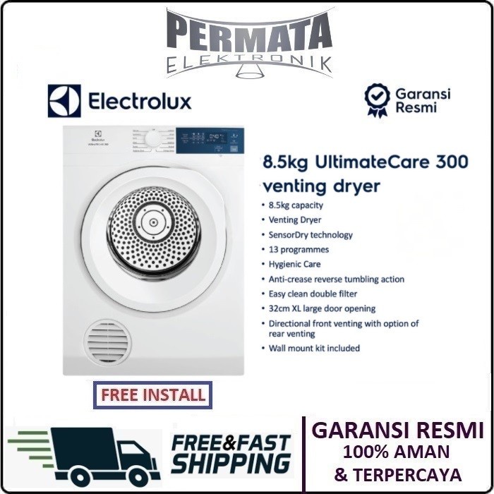 Pengering Baju Electrolux Edv854J3Wb Mesin Pengering Dryer 8.5 Kg Ultimatecare 300