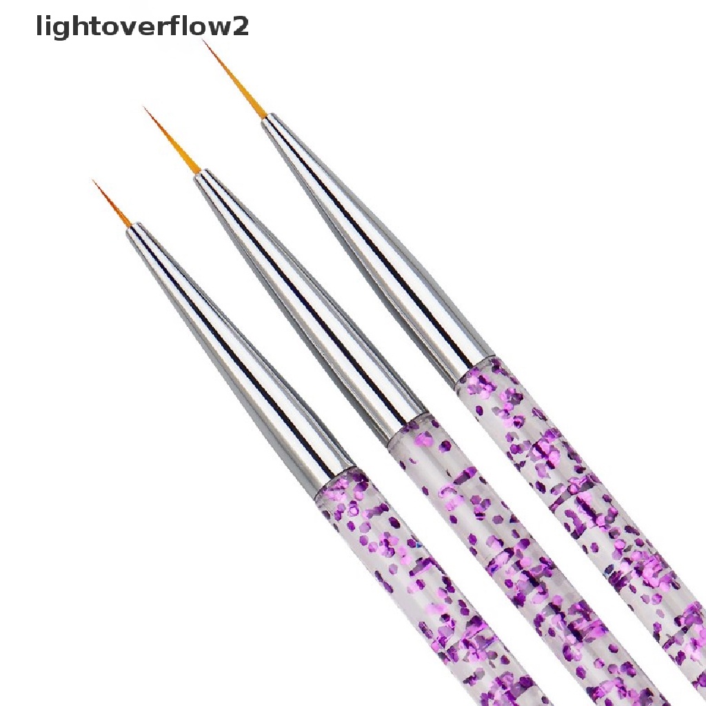 (lightoverflow2) 3pcs / Set Brush Pen Liner Kutek Gel UV Untuk Nail Art (ID)