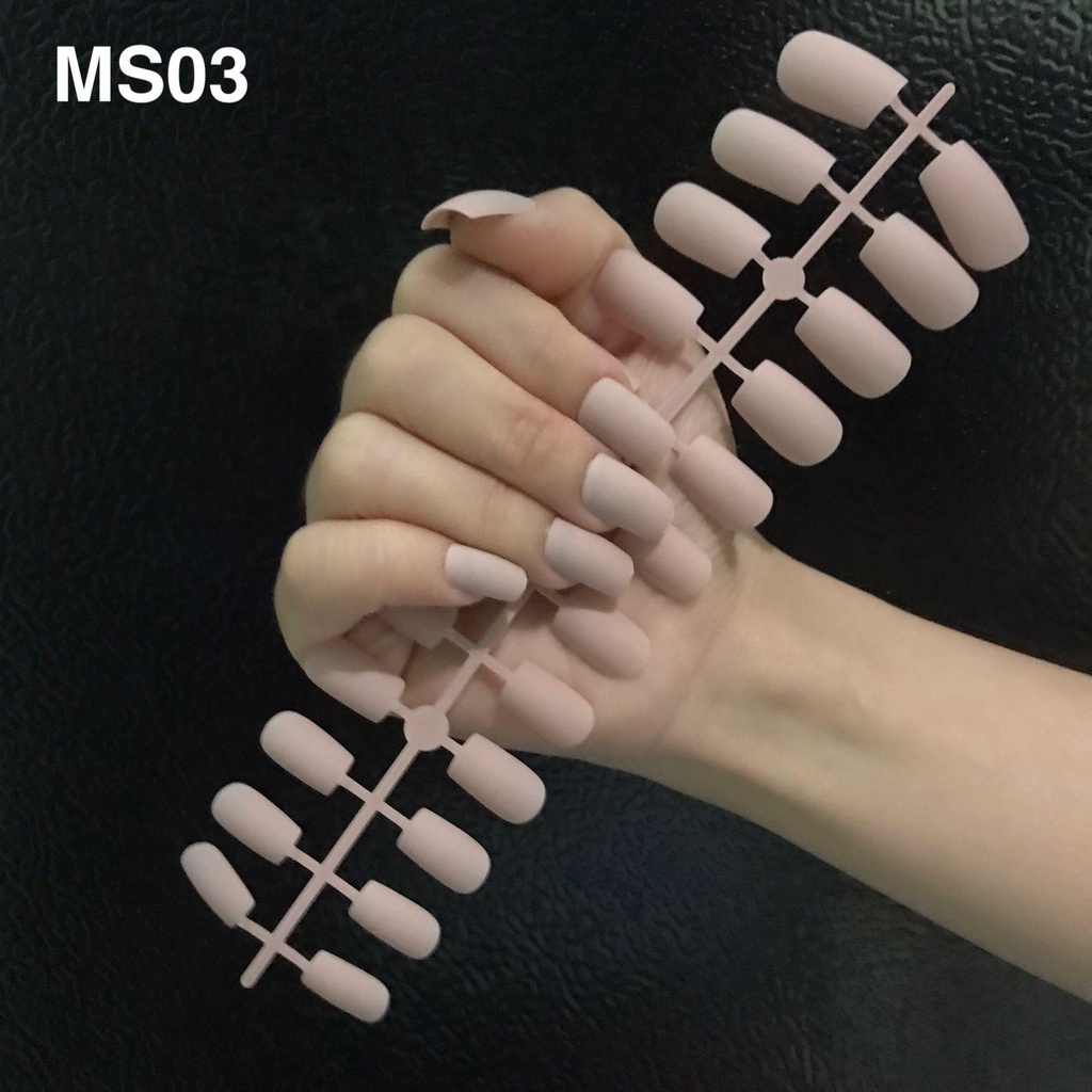 24 Pcs Kuku Palsu Polos Glossy Matte Nude MS03 / Fake Nails Manicure / Nail Art Kuku Palsu