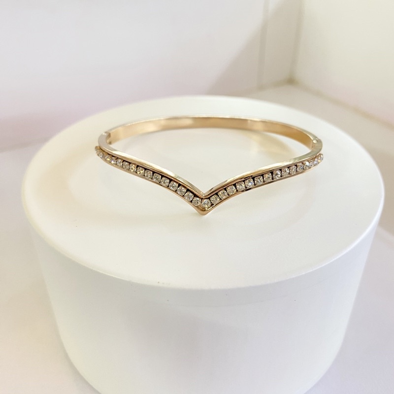 Gelang Bangle Keroncong Titanium Rose Gold / Silver Anti Karat Anti Luntur Fuji Kekinian - Fuji Bangle