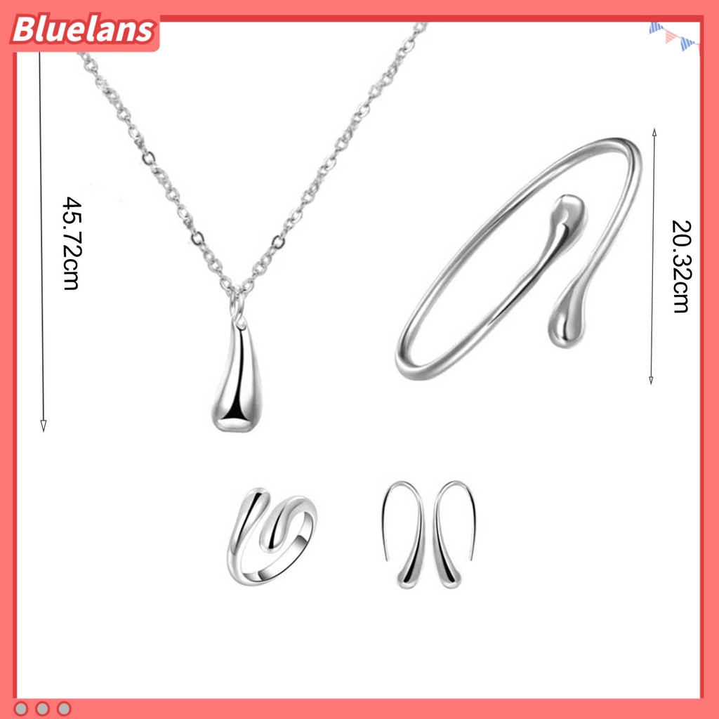 Bluelans 4Pcs Necklace Set Teardrop Charm Compact Alloy Teardrop Charm  Earrings Set